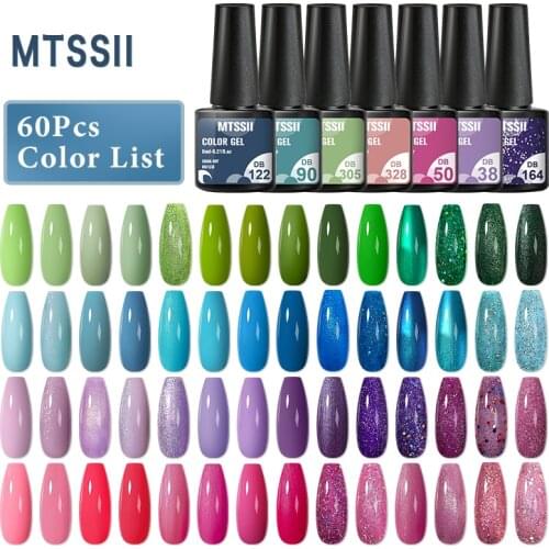 Mtssii 60 Colors Gel Nail Polish Set Color Gel UV Led Varnish Nail Art Design Soak Off Gel Set DIY Nail Gel Set Manicure Kit