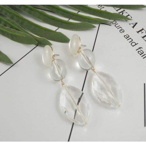 Korea jewelry customize circular facet tassel a word web celebrity imitation crystal lovely fresh ear clip earrings