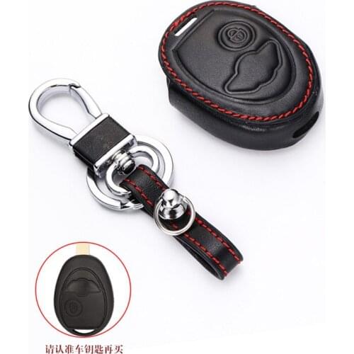 Leather Car Key Case For BMW Mini Cooper R50 R53 1 Buttons Remote Fobs Shell Cover Keys Bag Keychain Protector Auto Accessories
