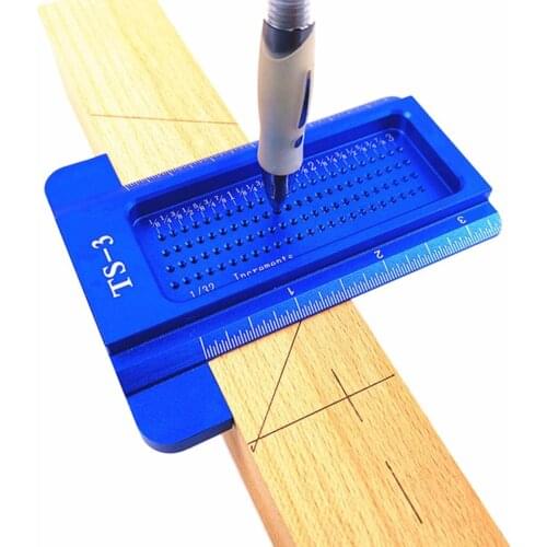 1PC Woodworking Ruler T-type Ruler Hole Scribing Measuring Wood Gauge Scriber Aluminum Alloy 6061 For Woodworking Marking