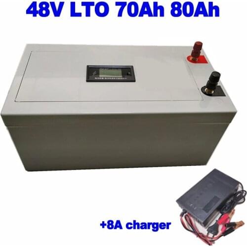 LTO 48v 70ah 80ah Lithium titanate battery with BMS 20000 cycle solar home power backup yacht UPS AGV forklift RV EV +8A Charger