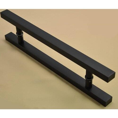 Matt black Stainless steel glass / wooden door handle, Strong and durable ,Fine texture,door hardware