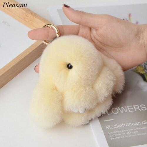 Cute Plush Bunny Keychain Pendant Fashion Rex Rabbit Bunny Doll Bag Car Accessories Key Ring