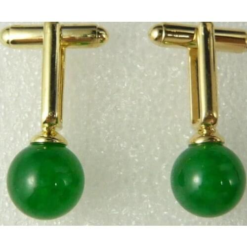 Fashionable metal plated 12mm Malay jade cuffs