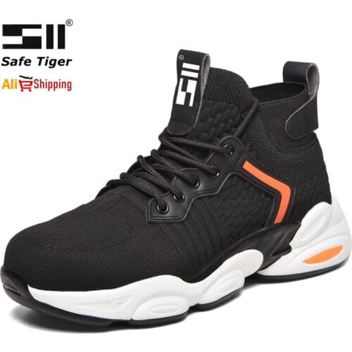 Mens Breathable Safety Shoes Fly-woven Mesh Wear-resistant Anti-smashing Anti-piercing Work Shoes