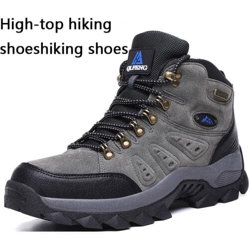 Warm Men Comfortable Non-Slip Hiking Shoes Cowhide Leather Sneakers Men Breathable Hiking Boots high heel shoes Outdoor shoes