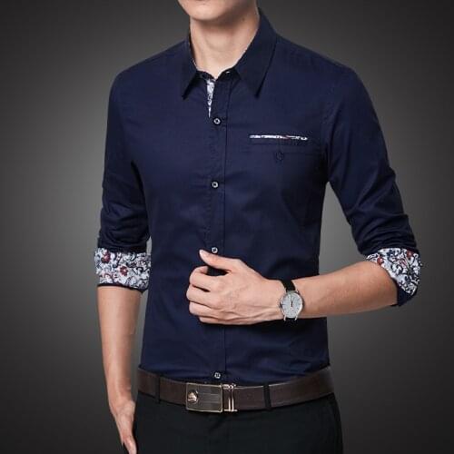 Plus Size 4XL Men Casual Tops Long Sleeved Dress Shirt Slim Fit Male Social Business Shirt Brand Men Clothing 1727