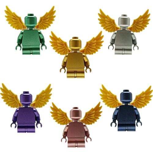 New DIY 6 Color Golden Angel Electroplating Doll Gold Silver Man Bulk Doll MOC Building Blocks Toys For Children Halloween Gifts