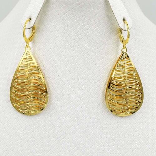 NEW DESIGN Dubai Gold Color Earrings Fashion Big Nigerian Wedding African Beads Jewelry For Women Drop Dangle