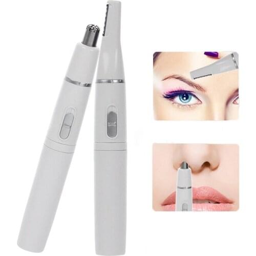 New 2-in-1 Facial Hair Trimmer Nose Ear Hair Shaver Trimmer Eyebrow Scraper Safe Face Care Razor Cleaner For Men Women