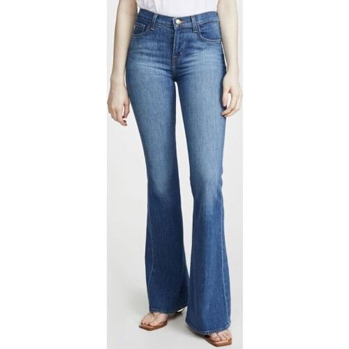 Women Autumn Slim Fashion Denim Flare Pants Female High Street Brand Casual New Pant Ladies Casual High-waisted Trousers ML027