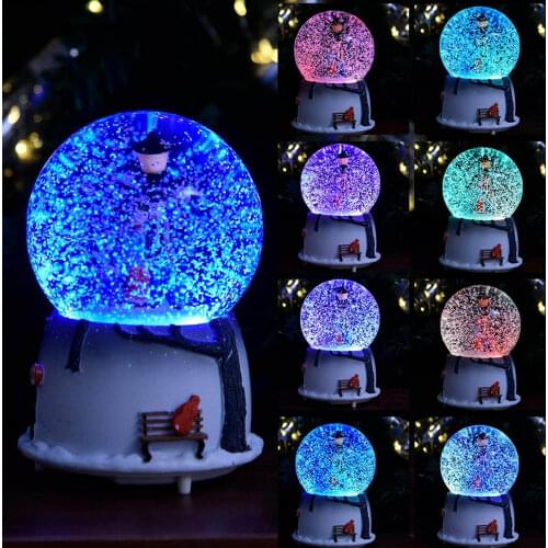 Couple Music Crystal Ball Beautiful Multifunctional Snow Globe Creative Snow Spraying Sky City Luminous Music Box For Gifts