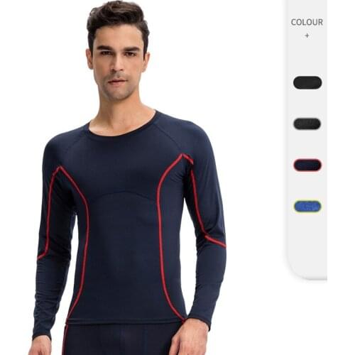 Casual Tops Men T-Shirt Long Sleeve Tight Fitness Shirts Sport Workout Running Compression Shirt Sweat Quick Dry Gym Clothing