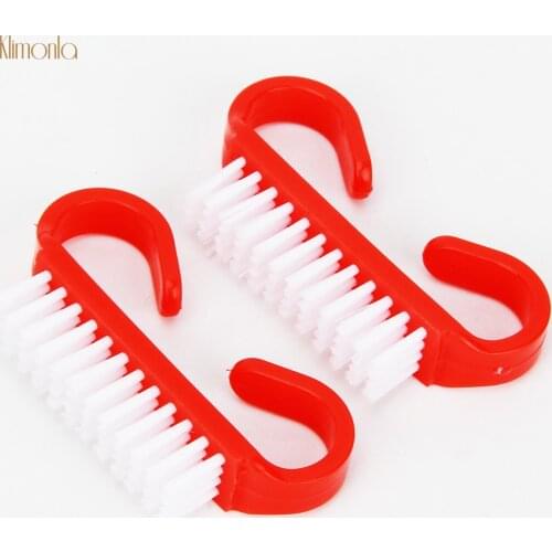 Professional 10pcs/lot Red Nail Brush Nail Art Polishing Brush Transparent Plastic Small Clean Nail Brushes Gel Painting Tools