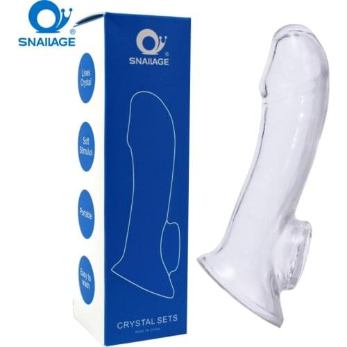 Clear Crystal Condom Reusable Penis Sleeve Penis Extended Sleeve Cock Extension G-Spot Stimulation Condom Male Adult Toy