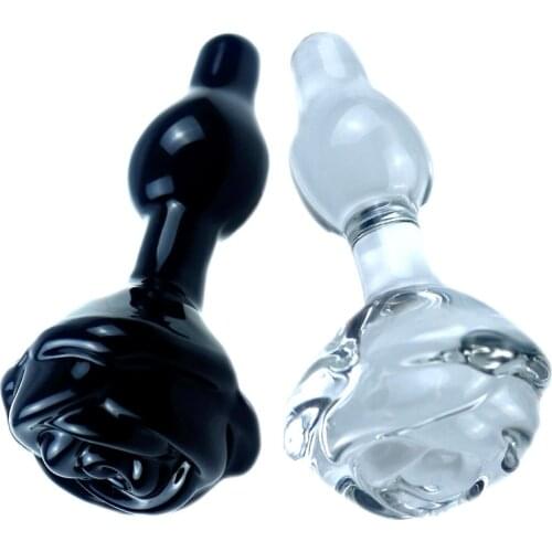 Glass Rose Anal Plug Women Sex Toys Female Smooth Anus Beads Male Flower Ass Butt Dildo Gay Men Erotic Adult Game Masturbate Toy