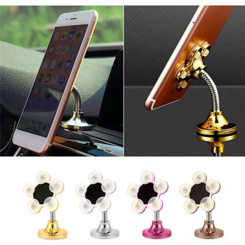 Universal 360 Degree Shockproof Arm Car Mount Holder Dashboard For Phone GPS Strong Suction Cup Mobile Phone Holder Stand Flower