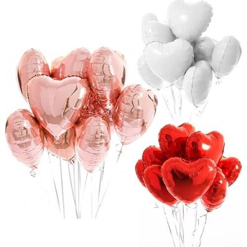 10pcs Rose Gold Silver Heart Foil Balloons Helium Balloon Birthday Party Decorations Kids Adult Wedding Valentines Day Balloons