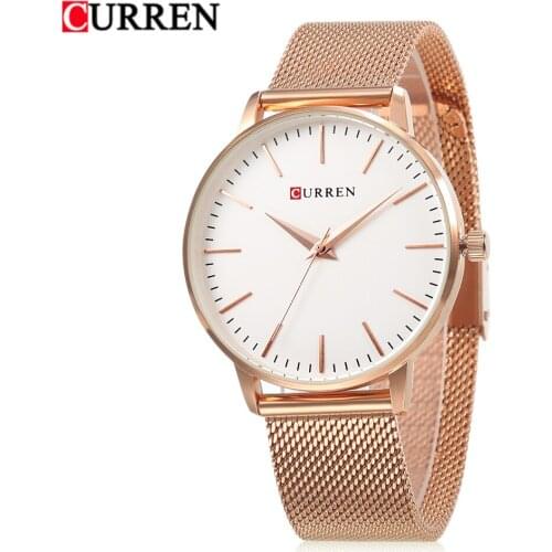 Top Luxury Brand Curren Wrist Watch For Women Rose Gold Mesh Band Fashion Ladies Quartz Watches Female 3.6cm Relogio Feminino