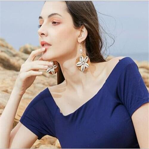 2019 New DIY Weave Drop Earrings For Women Bohemia Sea Shell Earrings Hanging Dangle Earrings Summer Beach Jewelry Gifts