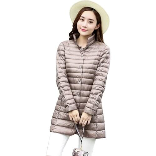 Women Winter Coat Ultra Light Duck Down Jackets Single Breasted Slim Portable Puffy Overcoat Female Winter Jacket Down Coat