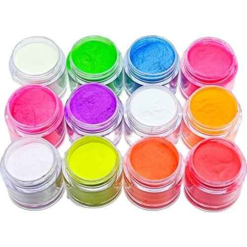 1kg/bag Luminous EMA Acrylic Powder 12color Fluorescent Pigment Glow In The Dark Professtional Supply Bulk Nail Art Acrylic 2021