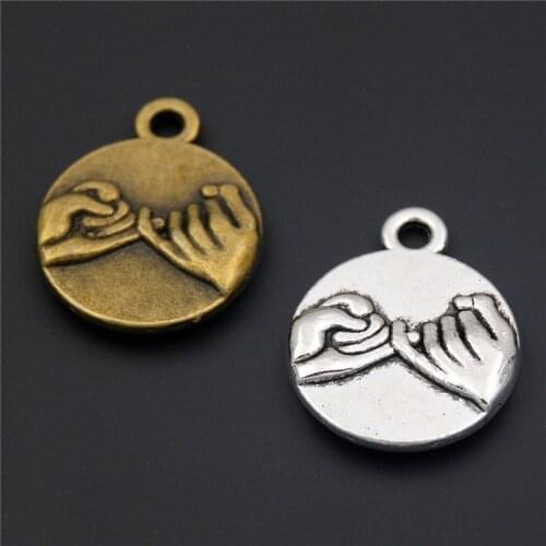 10pcs Silver Color/Bronze Hand In Hand Pinky Swear Promise Charms Handmade Charms Pendants Jewelry Findings A404/A521
