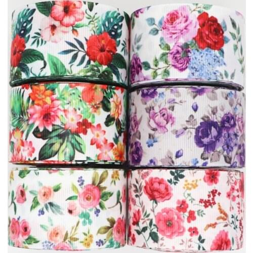 10 Yards 1.5'' 38MM Flowers Printed Grosgrain Ribbons For Hair Bows DIY Handmade Materials Y2020072302