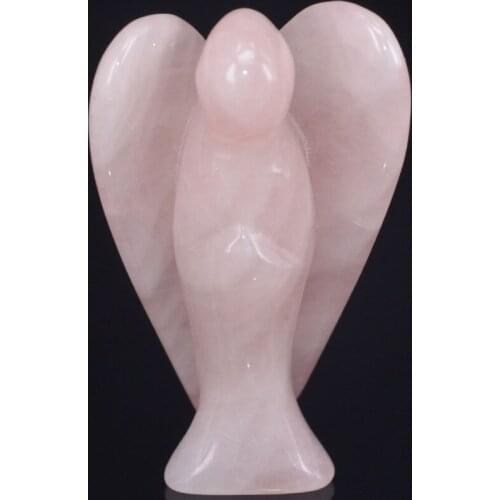 2.5 Inch Natural Rose Quartz Crystal Gemstone Carving Angel Statue Lucky Crafts Stone Figurine Chakra Healing Reiki Stone