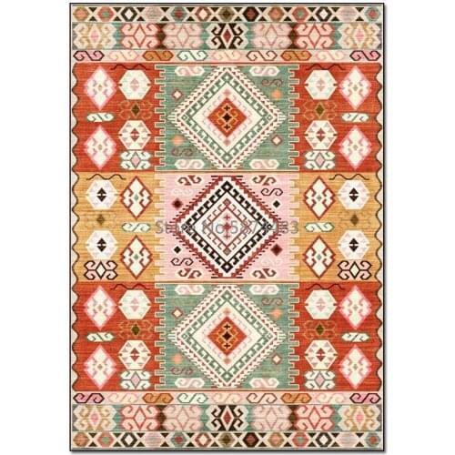 200*300cm Color Geometric Stitching Ethnic Style Orange Yellow Living Room Bedroom Bedside Carpet Floor Mat Customization