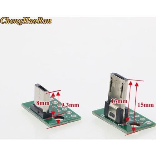 5PCS Vertical USB MiCroUSB Micro USB 2.0 Male Head Connector PCB Converter Adapter Breakout Board 180 Degree Vertical