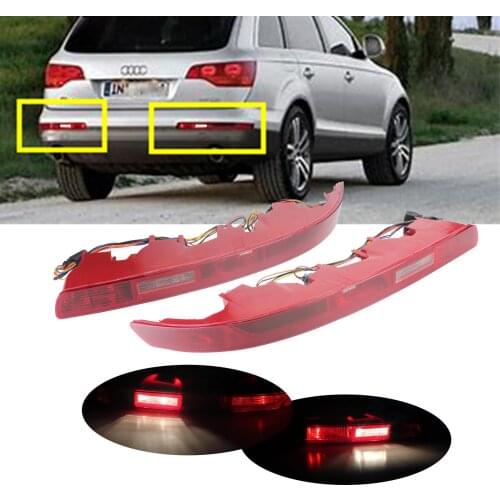 ANGRONG Rear Bumper Reflector Tail Stop Brake Lights Lamps Pair L&R For Audi Q7 4L 2006-2015