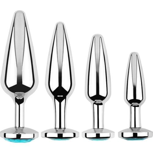 4 Sizes Metal Silver Round Bottom With Drill Anal Butt Plug G Spot Expansion Anus For Masturbation Alternative Adult Products