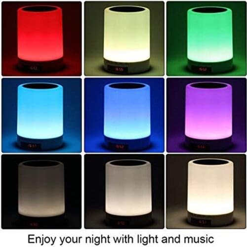 Wireless Cylinder Colorful Night Light Bluetooth Speaker Alarm Clock Home Decor Wireless Bluetooth Speaker