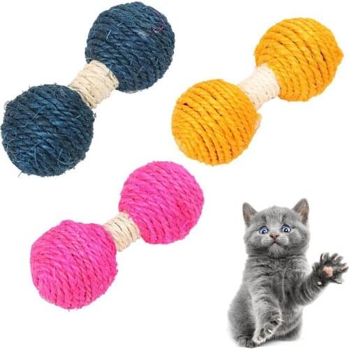 Cat Kitten Sisal Hemp Dumbbell Scratching Toy Scratch Chew Teaser Pet Supplies