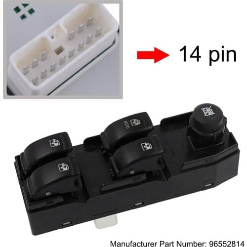 JEAZEA 96552814 14 Pin Front Left Master Power Window Lifter Switch For Buick Chevrolet Optra Daewoo Lacetti 2004 2005 2006 2007