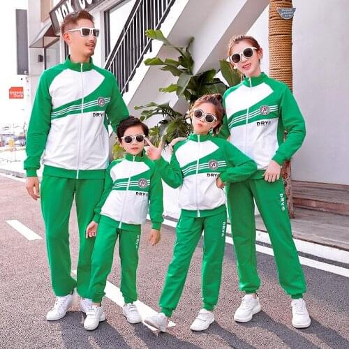 Family Matching Outfits Autumn Dad Son Mum Daughter Sports Clothing Set 2Pcs Coat &Pants Adults Student Uniforms Couple Clothes