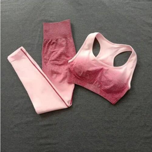 Ombre Women Yoga Set Sports Bra and Leggings Gym Set Clothes Seamless Workout Fitness Sportswear Fitness Sports Suit 2pcs/set