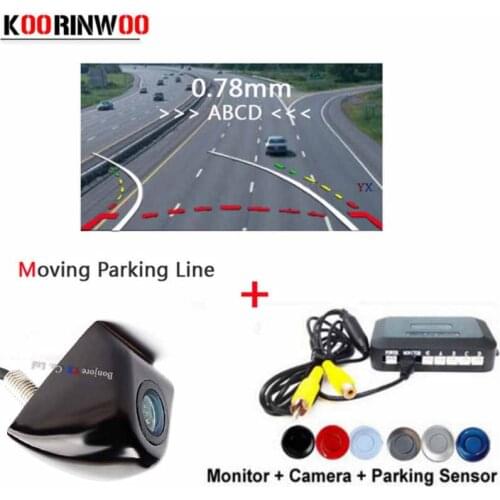 Koorinwoo Dual Core CPU Car Parking Sensors Video system Dynamic Trajectory Rear view camera Reverse 4 Radar Parktronic Detector
