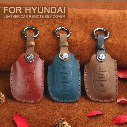 Retro Leather Smart Key Case For Hyundai IX20 IX25 IX30 IX35 IX45 Tucson Elantra Avante Accen Verna Sonata 3 button Remote