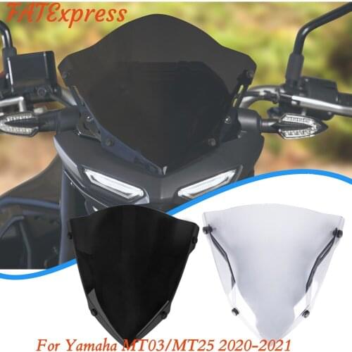 MT 03 MT 25 Motorcycle Windshield Windscreen With Adjustable Bracket Wind Screen For Yamaha MT03 MT25 MT-03 MT-25 2020-2021