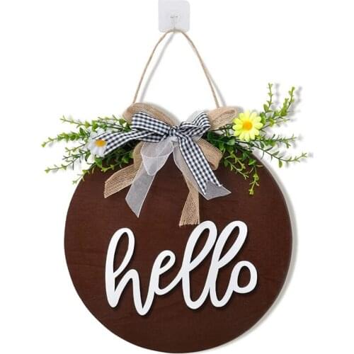 Welcome Sign For Front Door Wreaths, Hello Sign With Bowknot, Wooden Sign For Home Front Door Porch Hanging Decor