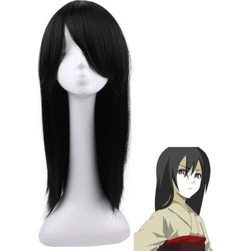 Orochimaru Hyuga Neji Black Straight Long Synthetic Hair Full Bangs High Temperature Fiber Cospaly Full Wigs