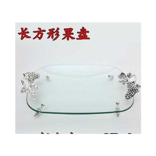 Large and medium-sized hotel compote alloy toughened glass oval fruit bowl Simple ideas dry fruit tray