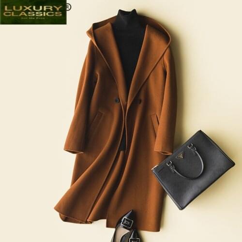 Coat Women Clothes Wool 2021 Fashion Autumn Woolen Trench Coat Female Long Slim Womens Winter Jackets and Coats ZY1333