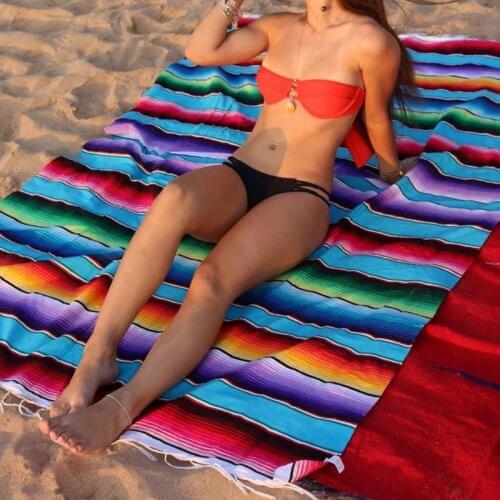 Hand Woven Large Mexican Serape Blanket with Tassel Mexican Tablecloth for Wedding Party Decorations Blankets Picnic Blanket