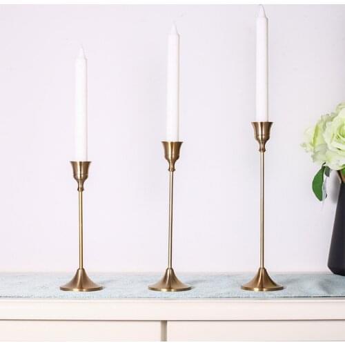 Nordic Style 3 Pcs/Sets Retro Bronze Candle Holders Wedding Party Vintage Metal Candlestick Home Decor Christmas Candle Holders