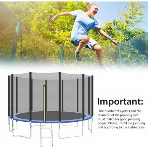 Weatherproof Round Trampoline Replacement Pad PP Black Jump Cloth Garden Elastic Bounce Mat Home Toys For Children 6 -16 feet
