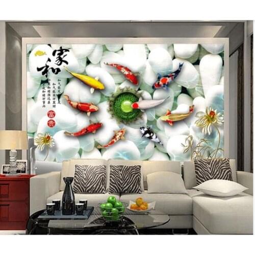 Custom photo wallpaper 3d murals wallpaper for walls 3 d Modern fish figure cobblestone living room background wall mural decor