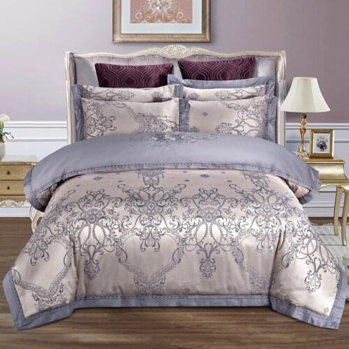 Luxury jacquard Bedding Set King Queen Size Bed Linen silk Cotton Duvet Cover Bed Sheet Set Pillowcases